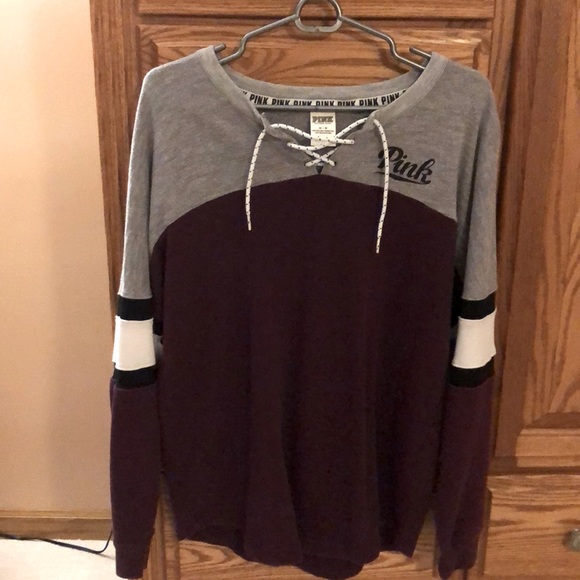 PINK maroon jersey sweatshirt - Picture 1 of 2
